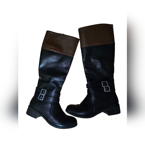 Arizona Women's Faux Leather Riding Boots Black Brown Size 7.5 - Picture 8 of 9